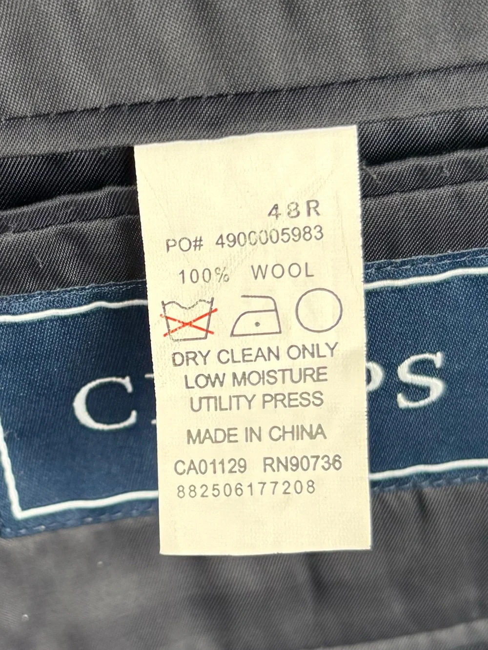 Chaps 100% Wool Navy Blue Sport Coat Blazer Gold Buttons Men’s Size 48 Regular